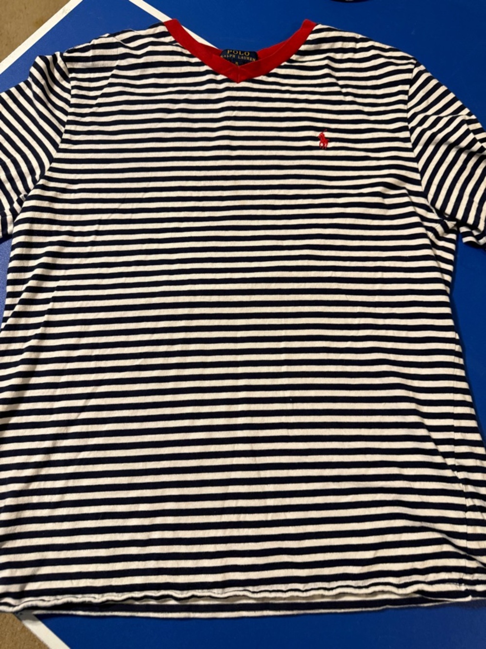 Polo by Ralph Lauren Red, Navy & White Striped Crew